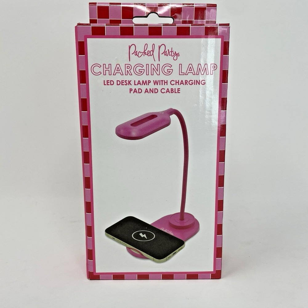 Desk Lamp Light Dimmable Wireless Charger USB Charging Port PINK Dorm Office NIB